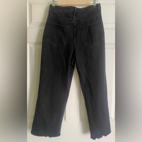 ZARA Side Rhinestone Embellished Black Jeans Frayed Hem Size 8 US - Picture 5 of 16